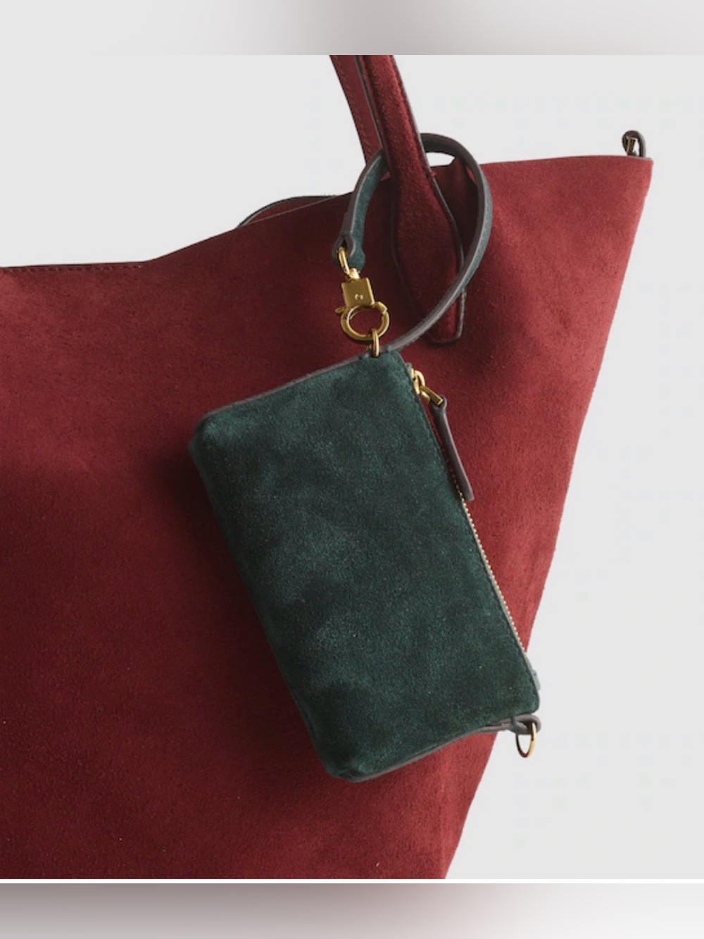 Madewell The Clip-Strap Pouch Green Suede NWT - Picture 3 of 10
